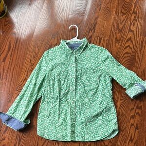 Tommy Hilfiger Green and White Button Down Shirt like new ,never worn